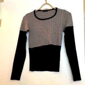 Sisley sweater US XS herringbone x black, wool blend